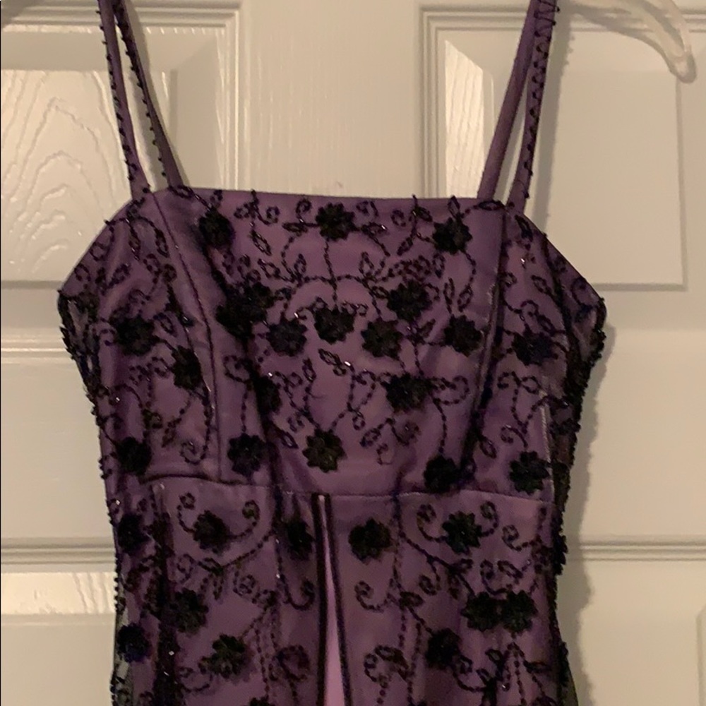 Purple and black formal gown